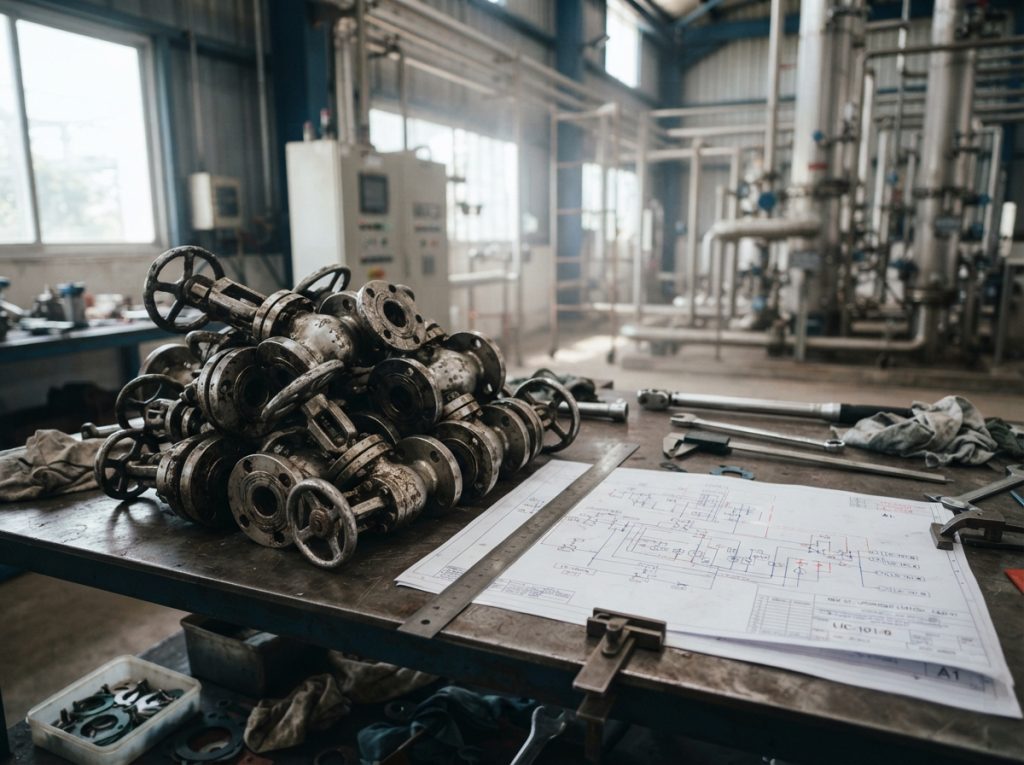 Repeatedly replaced valves beside an upgraded station drawing