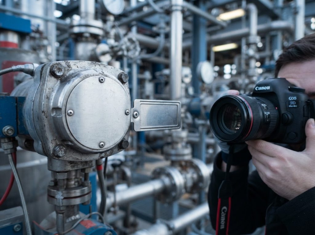 Equipment nameplate and tag number being photographed