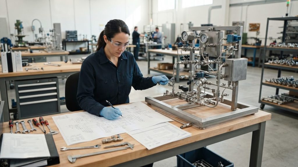 Analyzer system being built from customer drawings