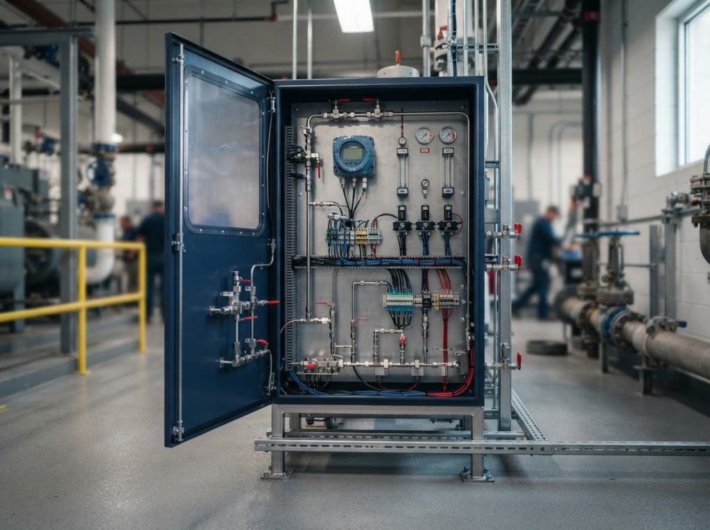 Fabricated analyzer cabinet for a utility application